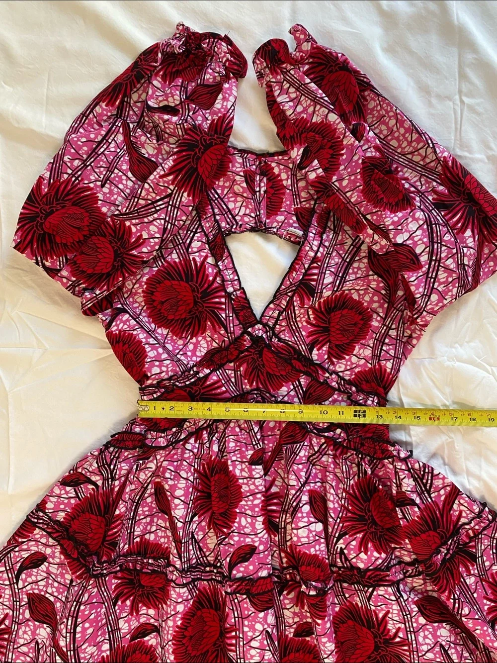 Kawesii Pink & Red Floral Tiered Dress - Picture 13 of 13